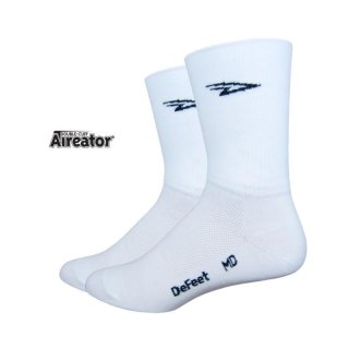 DeFeet Aireator 5" Double-Cuff Socke mit D-Logo  L (43-45.5) Weiss