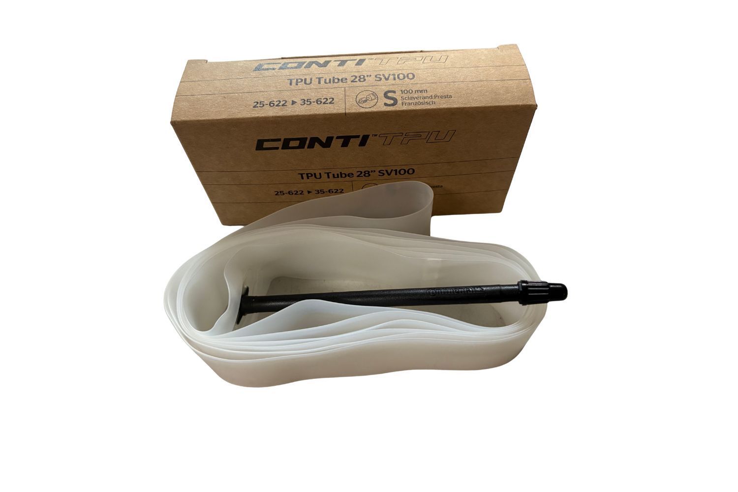 con-28021-1 Continental, Bereifung, Schlauch, TPU 28" 25/35-622 (SV 100mm) – Bild 1