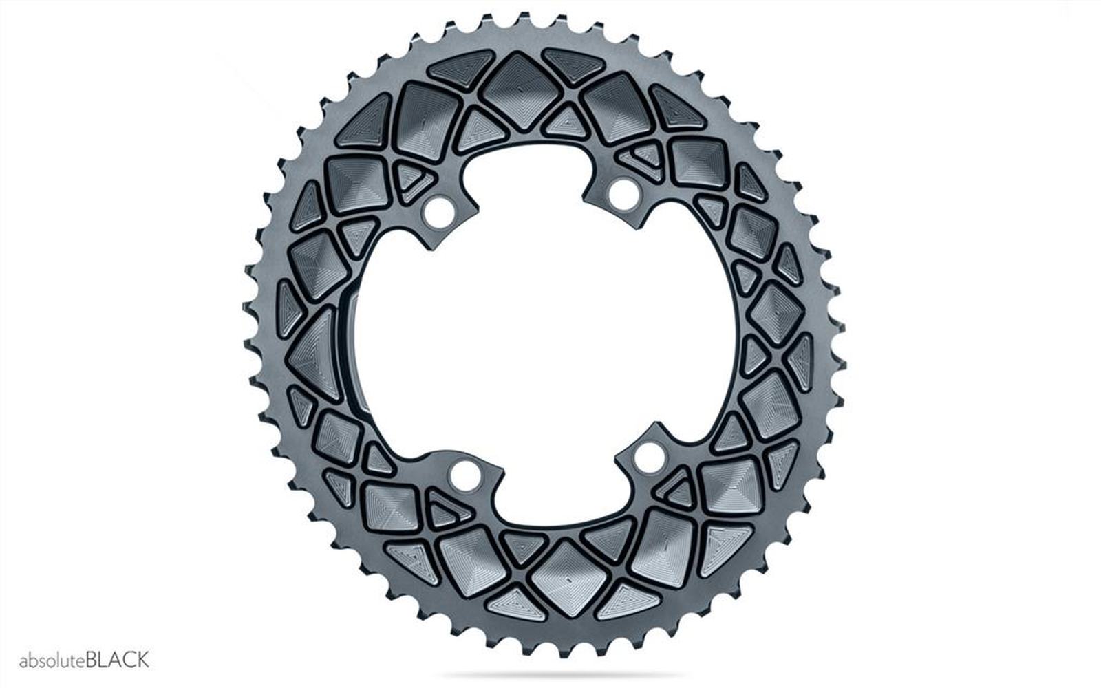 abb-26047-1.jpg absoluteBlack OVAL 110BCD 4 holes, 2X, asymmetric Shimano 9100/8000 – Bild 1