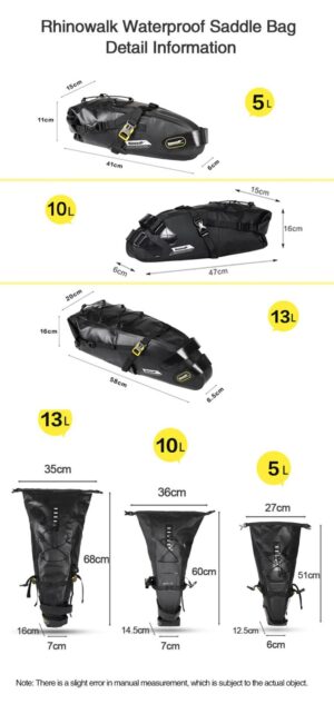 Rhinowalk Saddle Bag Travel wasserdichte Fahrrad Satteltasche 10L – Bild 2