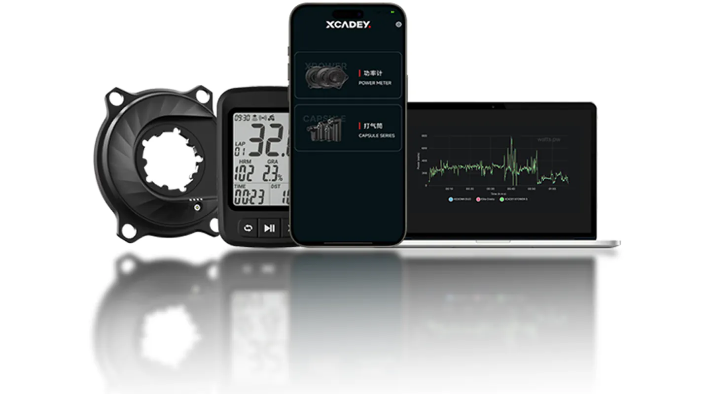 XCADEY Powermeter mit ANT+ und Blütooth Verbindung